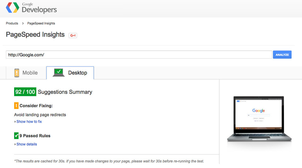 Google pagespeed