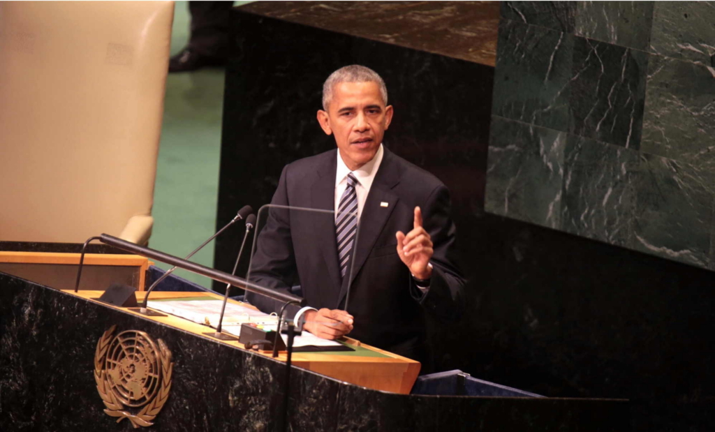 President Barack Obama address the 71th session of the United Nations General Assembly. Standing before the United Nations for the last time as president, Barack Obama reassured foreign leaders that the world is better equipped to tackle its challenges than almost any point in history despite a cascade of harrowing crises that seem devoid of viable solutions